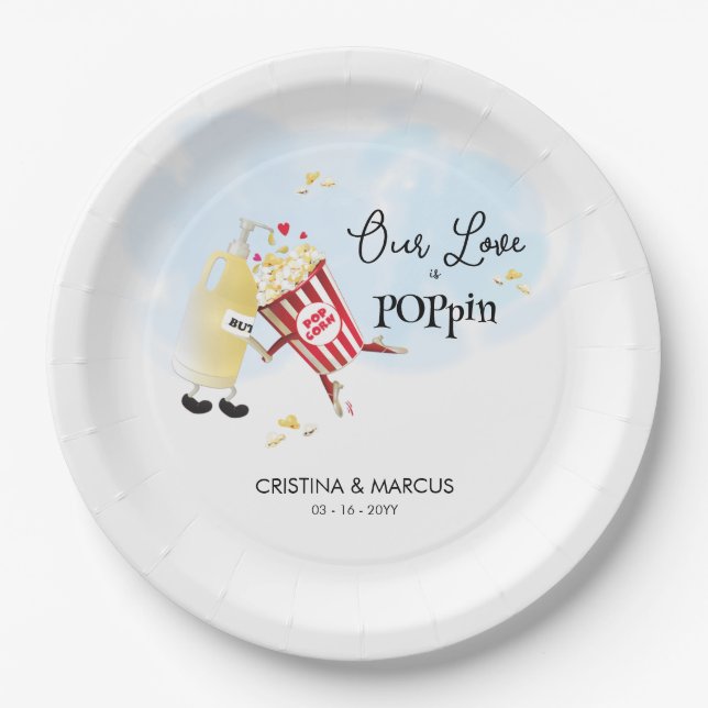 Unsere Liebe ist Poppin Popcorn Pappteller (Vorderseite)