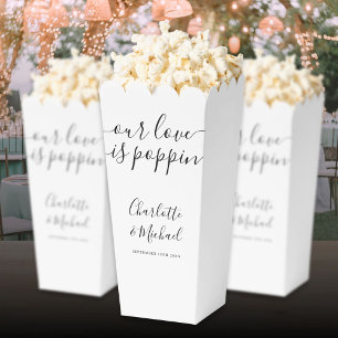 Unsere Liebe knallt schwarze und weiße Popcorn Geschenkschachtel