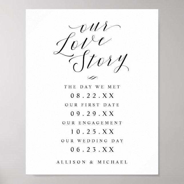Unsere Liebe Story Bride & Groom Timeline Hochzeit Poster (Vorne)