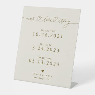 Unsere Liebe Story Hearts Beige Wedding Timeline Sockelschild
