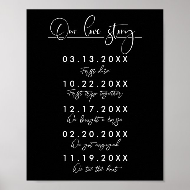 Unsere Liebe Story Special Dates Timeline Wedding  Poster (Vorne)