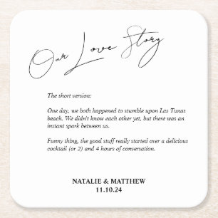 Unsere Liebe Story Wedding Napkins Rechteckiger Pappuntersetzer