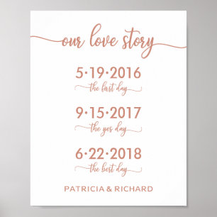 Unsere Liebesgeschichte Spezielle Daten Rose Gold  Poster