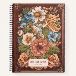 Unsere Liebesgeschichte Vintage Floral Faux Leder  Notizbuch