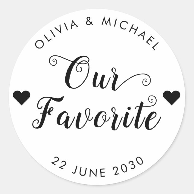 Unsere Lieblings-Brautbecher-Gastgeschenk Hochzeit Runder Aufkleber (Vorderseite)