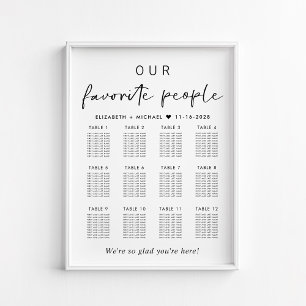 Unsere Lieblings-Leute 12 Tabelle Hochzeitssitzdia Poster