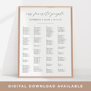 Unsere Lieblingsmenschen Alphabetische Sitztabel Poster