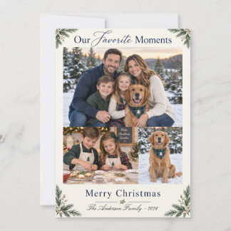 Unsere Lieblingsmomente Drei-Foto-Weihnachtskarte Dankeskarte