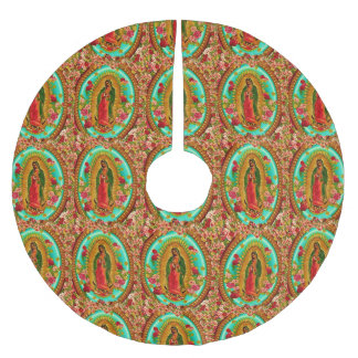 Unsere mexikanische Heilig-Jungfrau Mary Polyester Weihnachtsbaumdecke