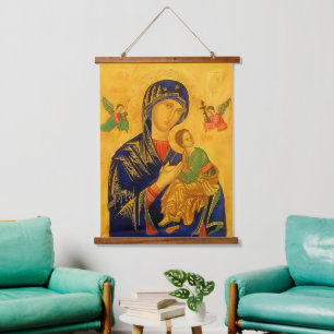 Unsere Mutter der ständigen Hilfe Wandteppich Mit Holzrahmen