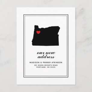Unsere neue Adresse in OR   Ihre Stadt W/Herz mark Postkarte