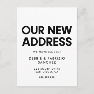 Unsere neue Adresse Minimalistische und bewegende  Postkarte