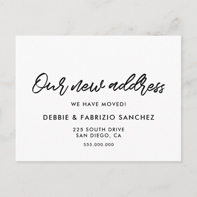 Unsere neue Adresse Moderne Ankündigung Postkarte (Vorderseite)