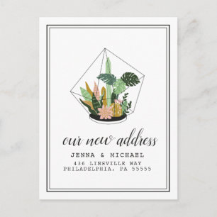 Unsere neue Adresse Sukkuläres Terrarium Postkarte