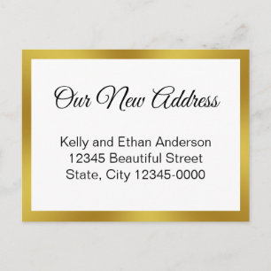 Unsere neue Adresse Weiß und Gold Moving Ankündigu Postkarte
