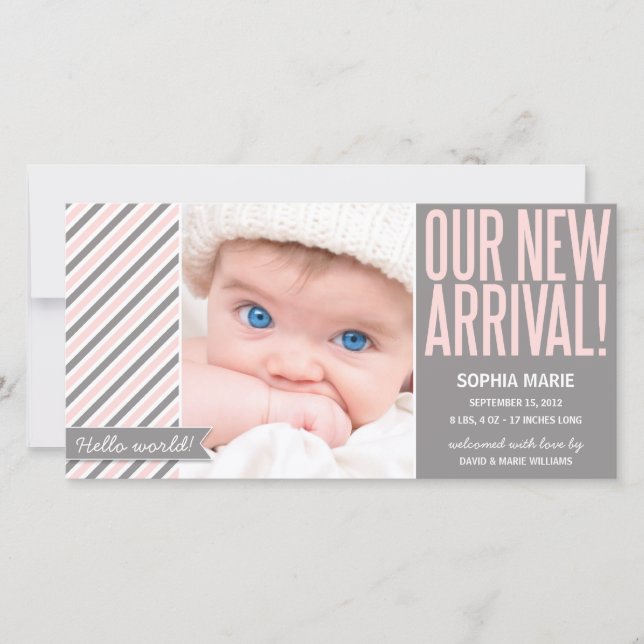 UNSERE NEUE ANKUNFT IN PINK | GEBURTSANKÜNDIGUNG ANKÜNDIGUNG (Vorderseite)