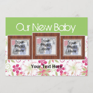 Unsere neue Baby-, Custom-Foto-Geburtskarte Ankündigung