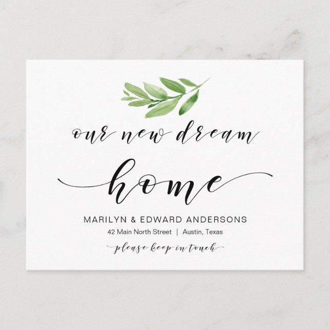 Unsere neue Traumvorstellung Zuhause, Grüne, beweg Postkarte (Vorderseite)