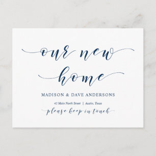 Unsere neue Zuhause-Adresse, die Ankündigung von Ä Postkarte
