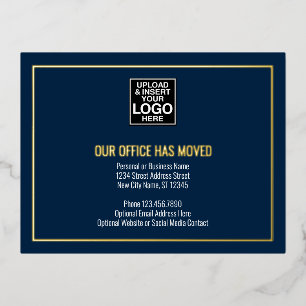 Unsere neuen Adressinformationen - Navy - Business Folie Einladungspostkarte