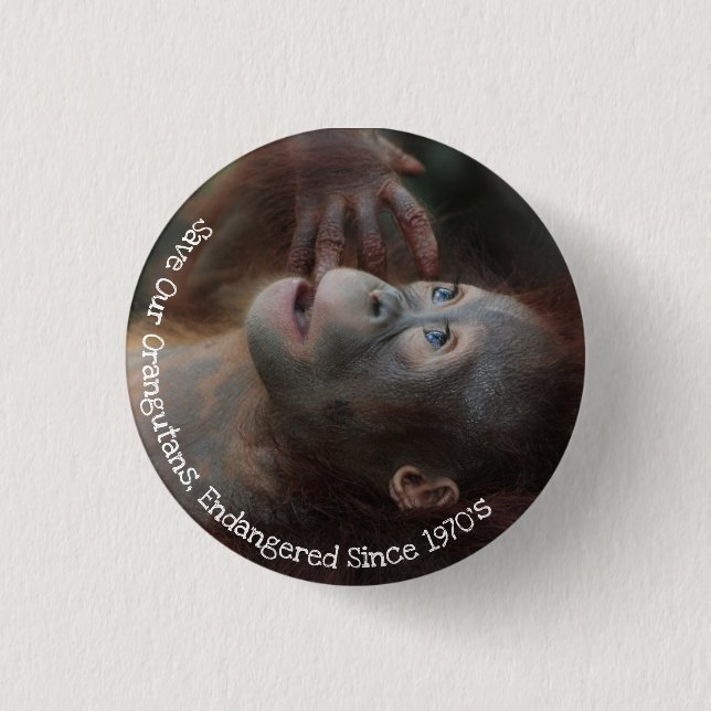 Unsere Orangutane gerettet Button (Vorderseite)