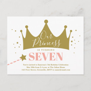 Unsere Prinzessin Pink Gold Geburtstagsparty Einla Postkarte