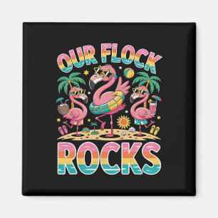 Unsere Schar rockt Flamingo Sommerferien Familie  Magnet
