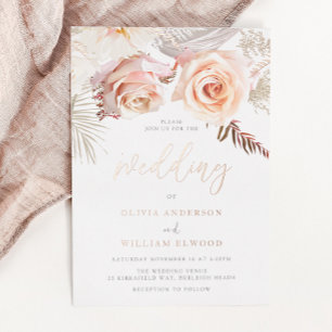 Unsere schöne Hochzeit: Blush Floral & Rose Gold Folieneinladung