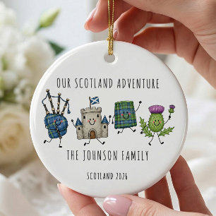 Unsere Schottland-Abenteuer-Familien-Weihnachtsdek Keramik Ornament