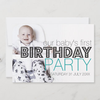 Unsere stilvolle Aquamarine Geburtstagsparty Einladung