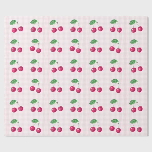 "Unsere süße Cherry" Pink & Green zum Geburtstag Geschenkpapier (Flach)