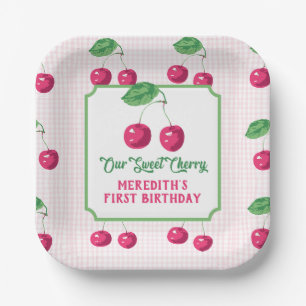 "Unsere süße Cherry" Pink & Green zum Geburtstag Pappteller