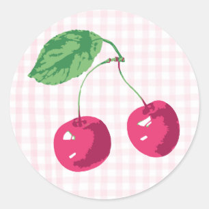 "Unsere süße Cherry" Pink & Green zum Geburtstag Runder Aufkleber