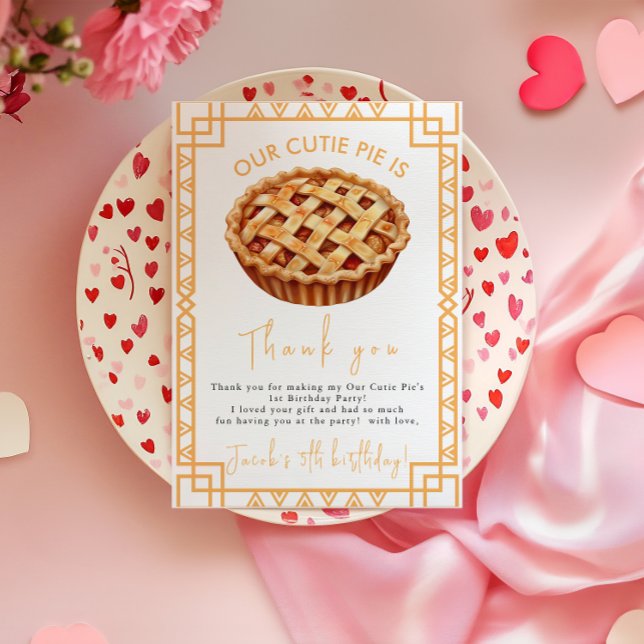 Unsere Süsse Pie 1. Geburtstag Party Dankeskarte (Von Creator hochgeladen)