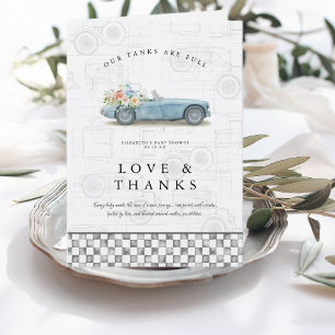Unsere Tanks Sind Voll Vintage Auto Baby Shower  Dankeskarte