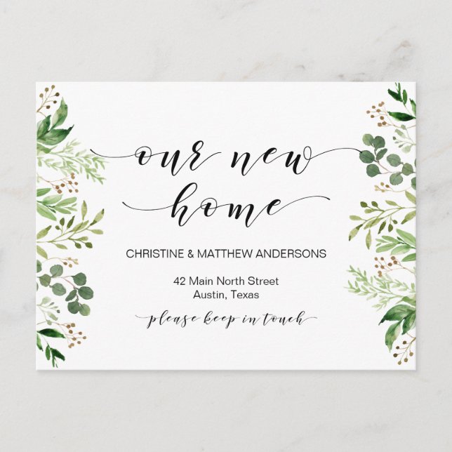 Unsere Traumvorstellung Zuhause, Grün, bewegende A Postkarte (Vorderseite)