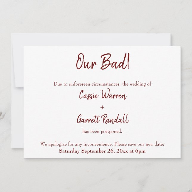 Unsere verspätete Hochzeitsankündigung in Bad Burg Einladung (Vorderseite)