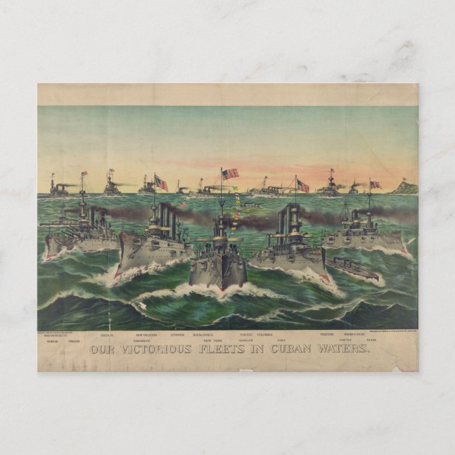 Unsere viktorianischen Flotten in den kubanischen  Postkarte (Vorderseite)