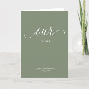 Unsere Vows Card Minimalistisches Skriptformat Grü Karte