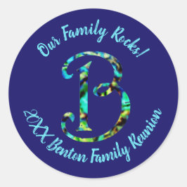 Unsere Wiedersehen "Family Rocks Pastell Letter B Runder Aufkleber