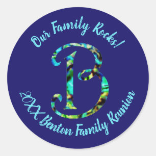 Unsere Wiedersehen "Family Rocks Pastell Letter B  Runder Aufkleber