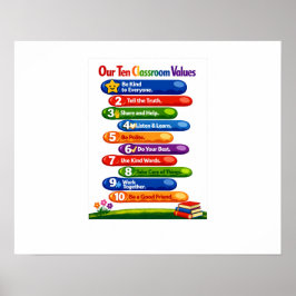 Unsere zehn Klassenzimmer-Werte – 16x20 Querformat Poster