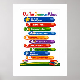 Unsere zehn Klassenzimmer-Werte – 18×24 Portrait-P Poster