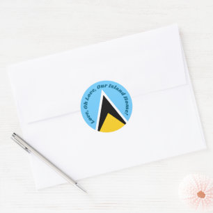 Unsere Zuhause St. Lucia-Flagge mit Anthem Phras Runder Aufkleber