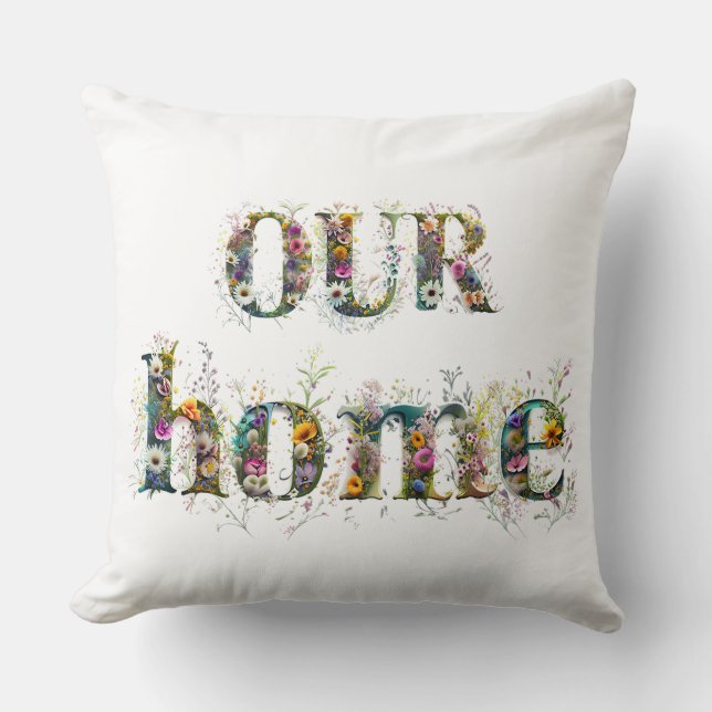 UNSERE ZUHAUSE Ziertexte Spray aus Wildblumen Kissen (Vorderseite)
