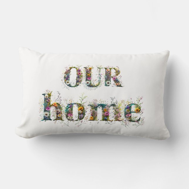 UNSERE ZUHAUSE Ziertexte Spray aus Wildblumen Lendenkissen (Vorderseite)