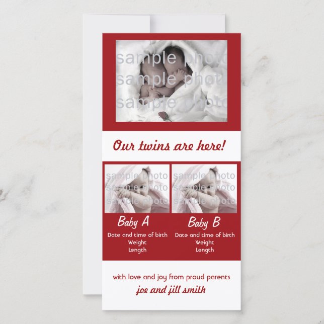 Unsere Zwillinge sind hier! Ankündigung (Vorderseite)