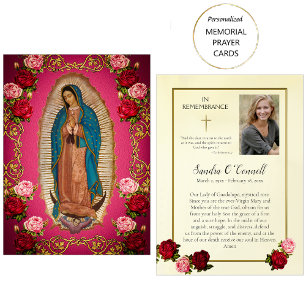 Unserer Lieben Frau von Guadalupe Trauergebetskart Visitenkarte