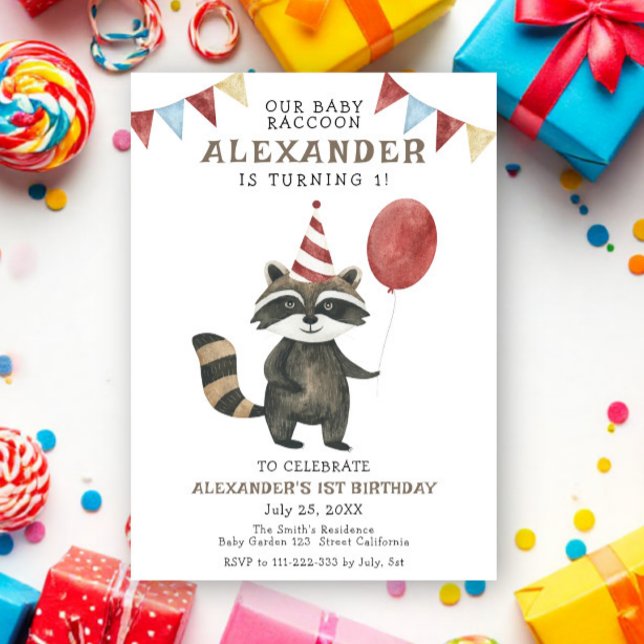 Unserer Waschbär 1. Geburtstag Einladung (Von Creator hochgeladen)