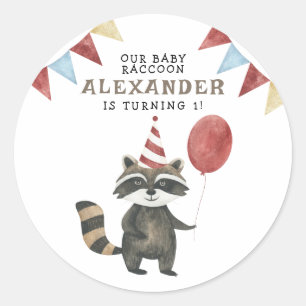 Unserer Waschbär 1. Geburtstag  Runder Aufkleber